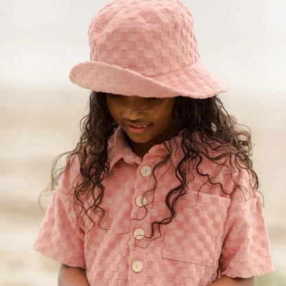 Terry Bucket Hat - Pink Check