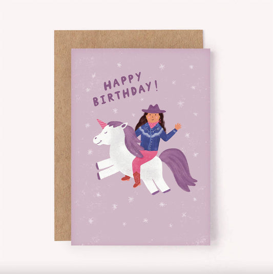 Birthday Card - Cowgirl Unicorn