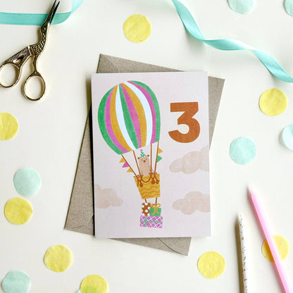 Birthday Card - 3rd Milestone Balloon