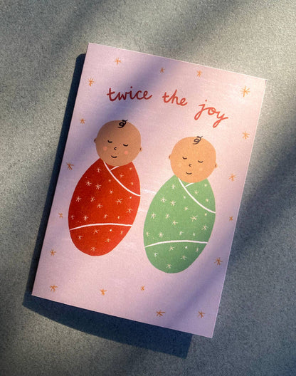 New Baby Card - Twice the Joy