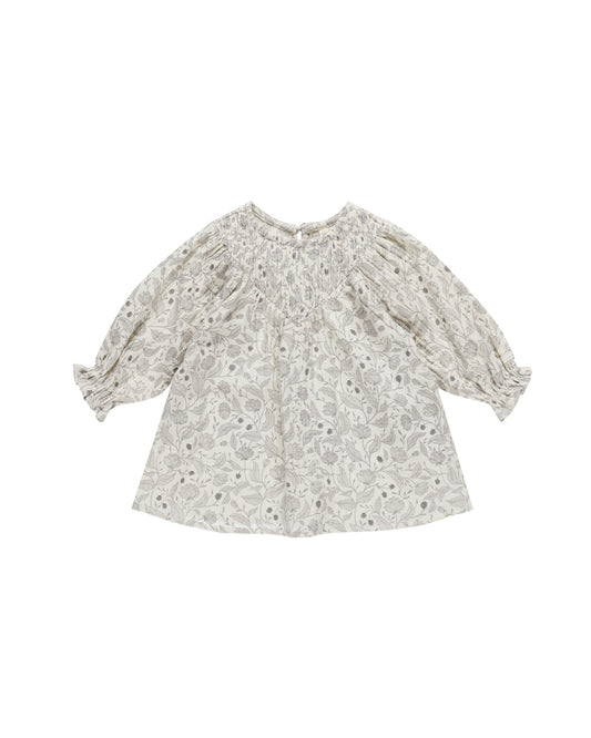 V Smocked Dress - Winter Floral